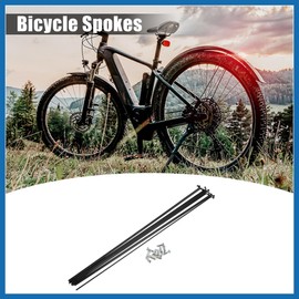 A ABSOPRO 12 Pcs 14G J Bend 293mm Bike Bicycle Spokes with Nipples Black Item Replacement