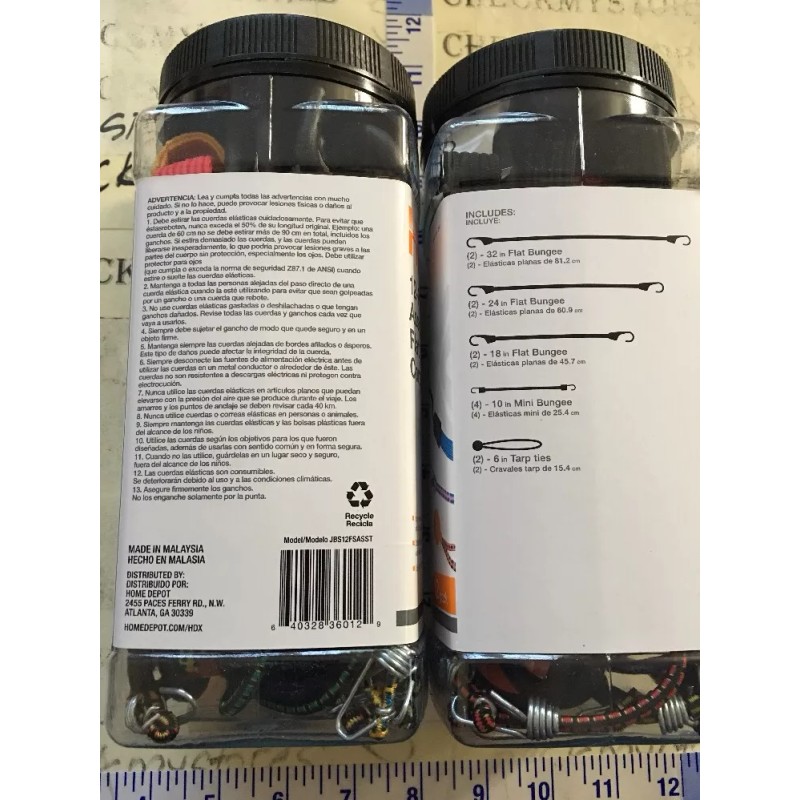 HDX Lot of 2 HDX 12 Packs Flat Bungee Cords