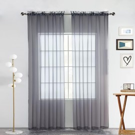 SpaceDresser - Paneles de cortina de gasa transparente con bolsillo para barra de tratamiento de ventana para cocina, recámara, sala de estar, cortinas de filtrado de luz solar, decoración semi del