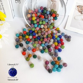 240pcs 10mm Rhinestone Beads for Crafting, 24 Colors Rhinestone Clay Beads for Jewelry Making, Round Shamballa Disco Ball Beads, Sparkly Baseball Bling Beads Rhinestone Spacer Beads for Pens