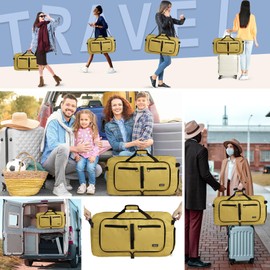 Fmeida 65L Travel Duffle Bag, Foldable Weekender Bag with Shoe Compartment, 24" Sac de Voyage, Waterproof Gym Bags for Men Women, Large Overnight Duffel Bag, Tear-Resistant Sac de Sport Homme