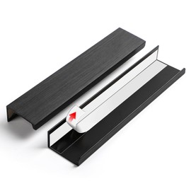 BaiNong 5 Pack Adhesive Cabinet pulls 6 inch Stick on Handles Black Finger pulls for cabinets Cabinet Finger pulls Adhesive Drawer pulls Edge pulls for cabinets Concealed Seam Handles Flat Pull