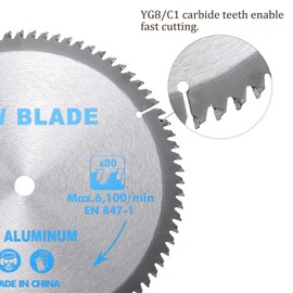 Kozelo Circular Saw Blade - [10 Inch x 80 Teeth x 5/8 Inch Arbor] Tungsten Carbide Tipped Table Miter Saw Blades with 5/8 Inch to 1/2 Inch 3/8 Inch Washer Adapters | Silver