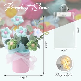 Crochet Flower Bouquet: Hand-Knitted Crochet Giving mom Teachers Festivals Graduation Ceremonies Home Office car Decoration ights and Handbags Suitable Decoration and Giving (Green)