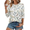 ATHMILE 3/4 Length Sleeve Womens Tunic Tops Round Neck Casual