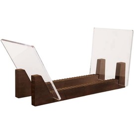 Record Storage Holder, Multi Functional Retro Record Stand, Acrylic Ends Display Stand, Storage Display Stand File Organizer, Holder for Home Office (Coffee, 34.3 * 17.8 * 19 CM)