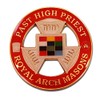Royal Arch Masons Past High Priest Round Masonic Auto Emblem - [Red & Gold][3'' Diameter]