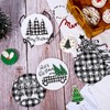 Whaline 4Pcs Merry Christmas Coasters Black White Buffalo Plaid Drink