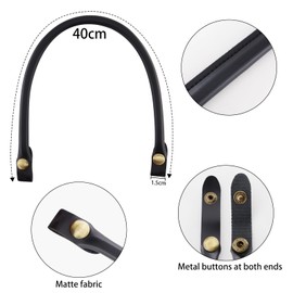 alwaiiz Pack of 2 Press Stud Bag Handles, Leather, Replacement Handle for Bags, Removable Handbag Accessories for DIY Handbag (Black)