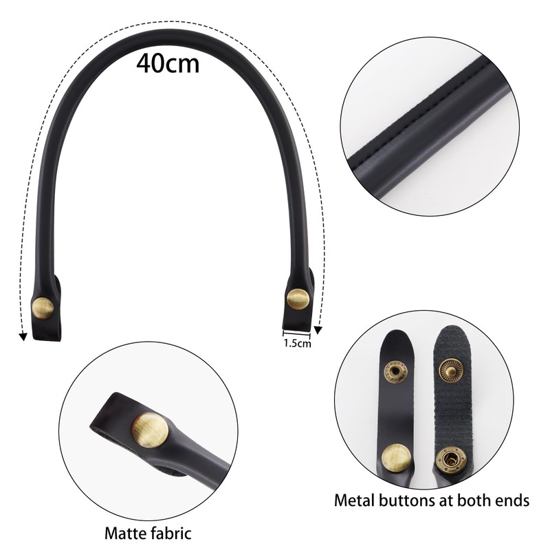 alwaiiz Pack of 2 Press Stud Bag Handles, Leather, Replacement