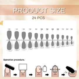 GlamRays Black Press On Nails: 24 Pack Almond Shaped Medium Length False Nails, Stiletto & Sticky Ons