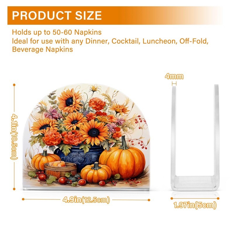 Napkin Holder Sunflower Pumpkin Crystal Clear Acrylic Napkin Holders, Paper
