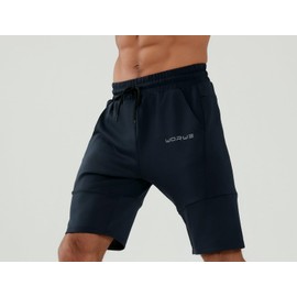 WORWE Men's Side Zip Sports Fitness Quick Dry Breathable Shorts, navy
