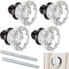 Amylove 2 Set Glass Door Knobs Mortise Style Fluted Crystal