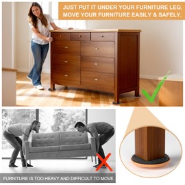 Felt Furniture Sliders for Wooden Floors, 8PCS -9cm Furniture Pad for Heavy Duty Items, Moving Heavy Furniture Quickly and Easily