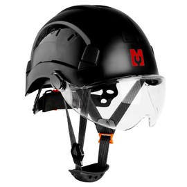 Mustbau Construction Hard Hats Safety Helmet with Clear Visor and Chin Strap, Adjustable Vent Hole, 53 to 63 cm Hard Hat for Forestry, Builders, and Industrial