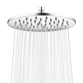 Round Rainfall Shower Head 7.7-Inch Overhead Fixed Rain Showerhead Full Body Coverage Stainless Steel Shower Head with Adjustable Swivel Ball Joint | G1/2" Universal Fitting | Polished Chrome