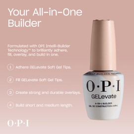 OPI GELevate 4-in-1 Nail Builder Gel | Pink Over-slay, Pink Color | UV Cure Gel Builder Nail Polish | Vegan | 15 ML