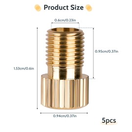 Brass Presta Valve Adaptor, 5 PCS Convert Presta to Schrader Bike Pump Adapter with Rubber Seal Rings, Mountain Bike Tire Inflate Accessories