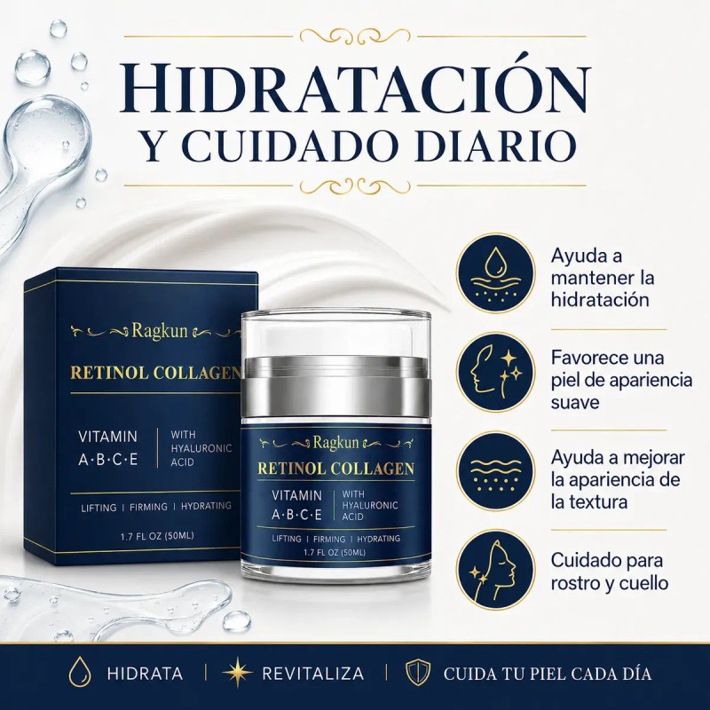 Crema Antiarrugas 50ml, Con Retinol Y Ácido Hialurónico