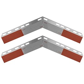CHDT66 Aluminum Mud Flap Reflective Strip Kit with DOT-2 Certified Reflective Strips 24"x 3" - for Rear Spring Loaded Mud Flap Hangers - Pack of 2 pcs (1 Pair), Equal Angle Down Type, KSC-RT35