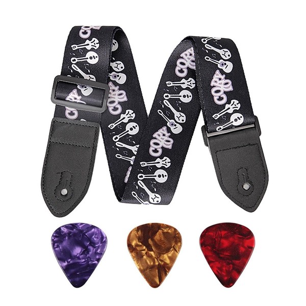 MYGLOAR Polypropylene Shoulder Strap, Adjustable Woven Guitar Strap with Leather