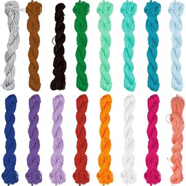 16 PCS 1mm Polyester Beading String Chinese Knotting Cord,Polyester Trim Cords Macrame Thread Braided String, Beading String Cord Blinds Lift Cord, for Friendship Bracelets Necklace Jewelry Making