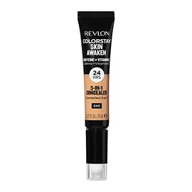 Revlon ColorStay Skin Awaken Corrector 5 en 1, Maquillaje facial ligero, cremoso y duradero con cafeína y vitamina C, para imperfecciones, círculos oscuros y enrojecimiento, 040 Medium, 0.27 fl oz