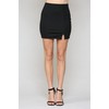 LaClef Womens Mini Fitting Split Skirt (Large, Black Solid)
