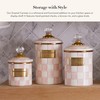 MACKENZIE-CHILDS Rosy Check Enamel Canister, Pink-and-White Kitchen Storage Container with