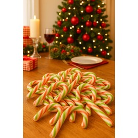 Christmas Candy canes 24pcs - Peppermint Flavour - Individually Wrapped Ideal for Christmas gifts, Party bag fillers