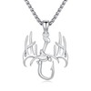 PROESS Fish Hook Necklace for Men 925 Sterling Silver Antler