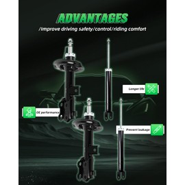 SCITOO - Front Rear Shock Absorbers for Kia Fits 2012 for Hyundai Sonata,2012-2015 for Kia Optima Shocks 5646 5646 3340081 72587 3340082 72588 Shocks Struts - 4Pc Set