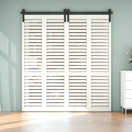 TSMST 52" Bi-Folding Sliding Barn Door Hardware Track Kit for 4 Doors,Heavy Duty Sturdy Bifold Barn Door Hardware Kit,Easy to Assemble,Smoothly and Quietly,I Shape(No Door)