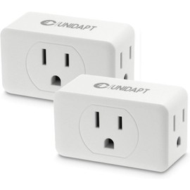 Unidapt Multi Plug Outlet Extender 2 Pack - 3 Way Wall Outlet Splitter, Cruise Ship Essentials Power Plug Adapter, Compact Travel Wall Tap Expander, Flat Angled Design, Home, Office, Dorm - White