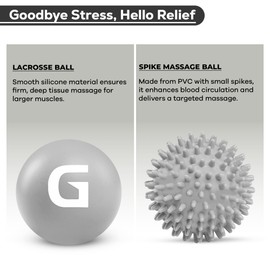 Gallant® Spiky Massage Ball and Lacrosse Ball Set - Portable Stress Balls - Durable Physio Ball for Trigger Point Therapy, Myofascial Release, Plantar Fasciitis, Pilates, Yoga, Foot, and Back Pain
