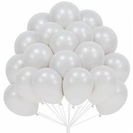 PartyWoo Pearl White Balloons 101 pcs 12 Inch White Latex Balloons for Wedding Bridal Graduation Engagement Baby Shower Gender Reveal Easter Anniversary Birthday Party Decorations White-Z30