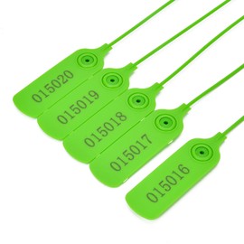 500pcs Numbered Security Seals Tamper Resistant Tags Plastic Sign Safety Zip Ties Self-Locking Luggage Bags Shoes Clothes Lock Tag (Green,500pcs)