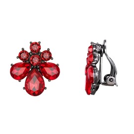 EVER FAITH Drop Clip On Earrings for Women Girls Rhinestone Crystal Flower Clip Stud Earrings Clear Silver Tone, Crystal