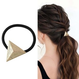 Xduargs Boho Triangle Elastics Hair Tie Gold Geometric Rubber Band Vintage Ponytail Holders Hair Band Elegant Decorative Hair Accessories for Women Headdress