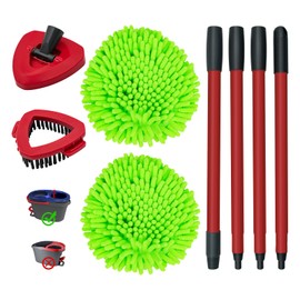 Mop Heads Replacements,Mop Handle,Scrubber Mop Head and Mop Base Compatible with O-Cedar RinseClean 2-Tank Mop,Spin Mop Handle Mop Replace Heads Combo Set for Multi Surface Hard Floor Wet&Dry Clean