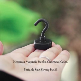 Neosmuk Magnetic Hooks,Heavy Duty Earth Magnets with Hook for Refrigerator, Extra Strong Cruise Hook for Hanging, Magnetic Hanger for Curtain, Grill(Grey, 6 Pack)