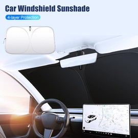 Car Windshield Sun Shade - 4 Layers Nano Coating Foldable Front Window Sunshade, Block UV Rays, Auto Interior Sun Protection, Windshield Cover for Compact Sedan, SUV (Small (55.1"x27.5"))