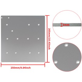 FYSETC Anycubi Vyperr Aluminum Hot Bed Part - 265x250mm PEI Build Surface Support - 6061 Aluminum Hotbed Plate: Ultrabase Platform Glass Plate Replacement Upgrade Heated Bed Thickness 3mm