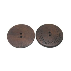 Wuuycoky Large Deep Brown Wood Button Round 50mm Diameter with 2 Holes for Craft Sewing DIY Pack of 10
