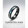 Tungsten Ring Meteorite Opal Inlay 4mm Wedding Band Sizes 5