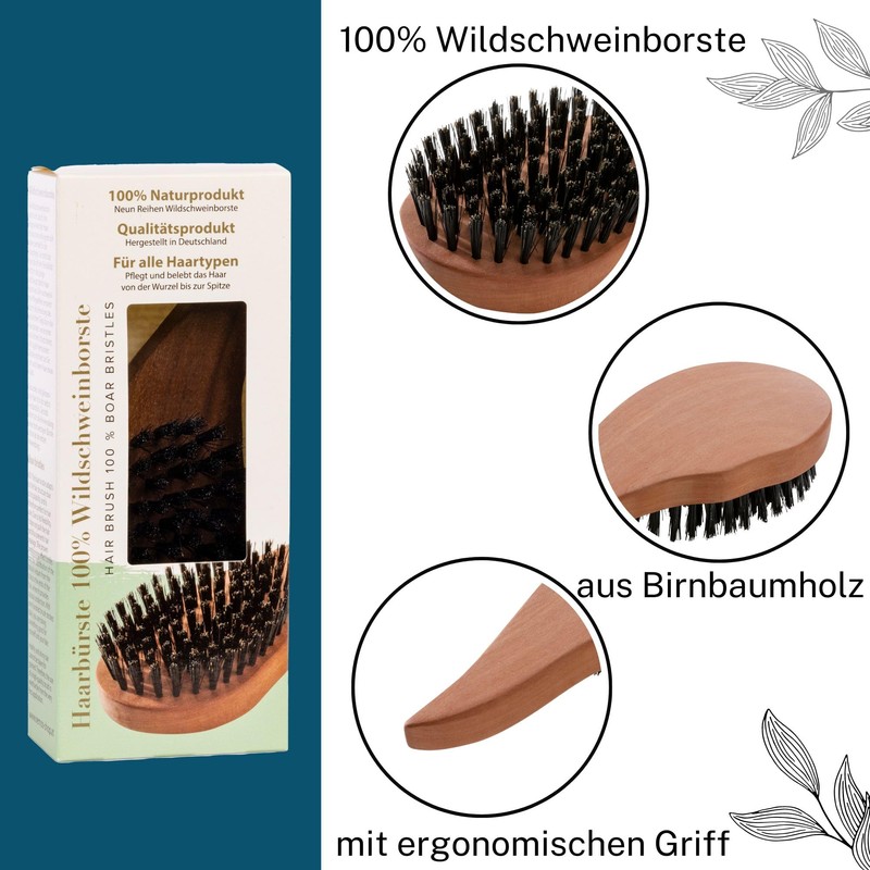 Remos natural hair brush made of 100% boar bristles with