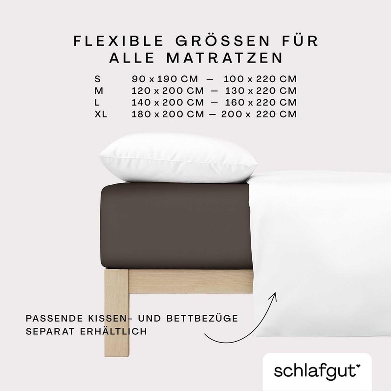 Schlafgut Pure Fitted Sheet 90 x 200 cm to 100