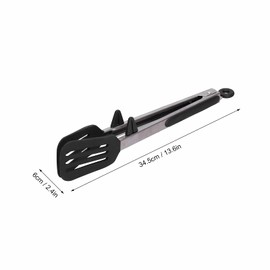 Pinzas de Cocina, Pinzas para Servir de Silicona de Acero Inoxidable de 9 Pulgadas/12 Pulgadas, Pinzas para Espátula para Alimentos, Pinzas para Cocinar, Espátula Antiadherente(12inch-Negro)