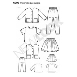 New Look Sewing Pattern 6398: Child Separates, Size A, Paper, White, A (2-3-4-5-6-7)